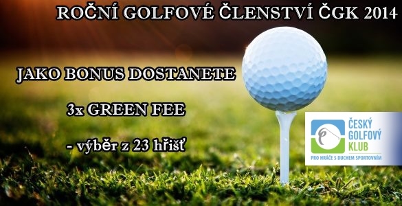 ČGK - roční golfové členství 2014 + 3 fee jako bonus, výběr z 23 hřišť