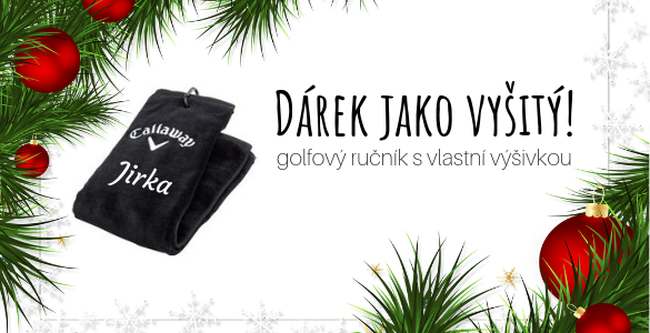 Dárek jako vyšitý - golfový ručník Callaway s výšivkou na přání! Varianta černá/bílá 