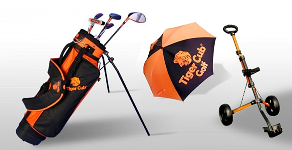 TIGER CUB - špičkový dětský golfový set + vozík + deštník s vánoční slevou 27%! Různé varianty.