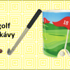 Golfový hrnek s jamkou a propiskou ve tvaru hole pro golfový trénink u ranní kávy