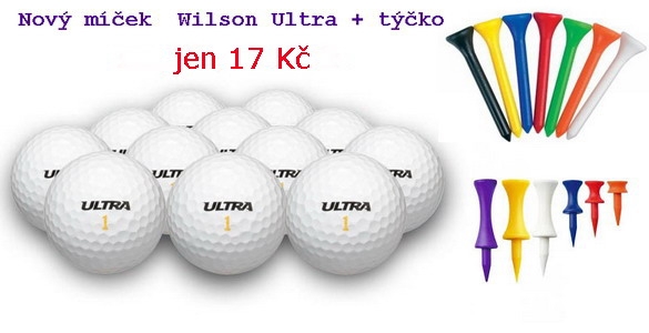 Wilson Ultra nový golfový míček + plastové týčko = 18 Kč. Libovolné množství se slevou 36%