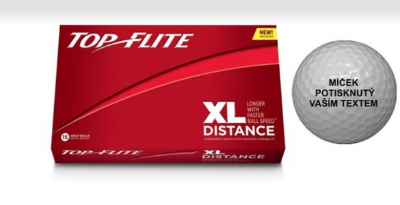 Top Flite XL - 15 ks potištěných golfových míčků s vlastním textem se slevou 44%.