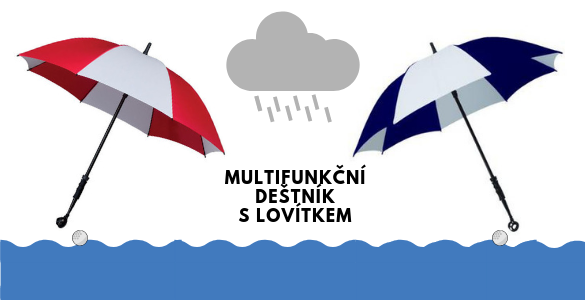 Multifunkční golfový deštník s integrovaným lovítkem - různé barvy