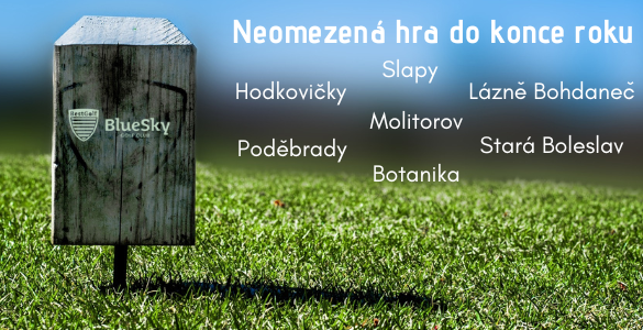 Neomezená hra na 7 golfových hřištích v rámci golfového členství Bluesky Bestgolf