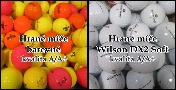 Hrané golfové míče v nejlepší kvalitě A/A+: barevné jen za 12,5 Kč nebo oblíbené Wilson Staff DX2 Soft za 16,5 Kč