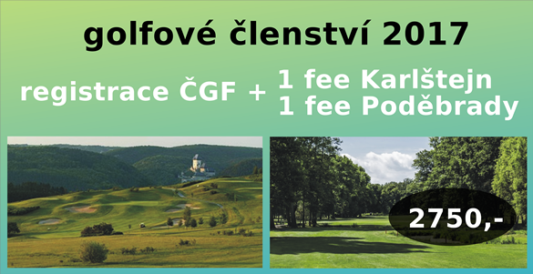 Golfové členství 2017 + 1x fee na Karlštejn + 1x fee Poděbrady = 2750 Kč